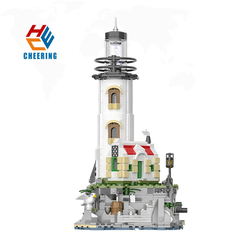 MJ13045 Lighthouse Building Blocks Fisherman's Hut 1092+PCS Light House Assembly Model Idea Decoration Kids Toys Gift