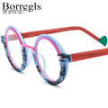 Borregls Multicolor Matte Acetate Glasses Frame Women 2025 Fashion Round Eyeglasses Optical Spectacles Men Retro Eyewear 19376