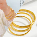 Mall Style Stainless Steel 18K Gold Plated Plain Bangle Solid Ethnic Women's Bracelet Jewelry Washable Non Tarnish