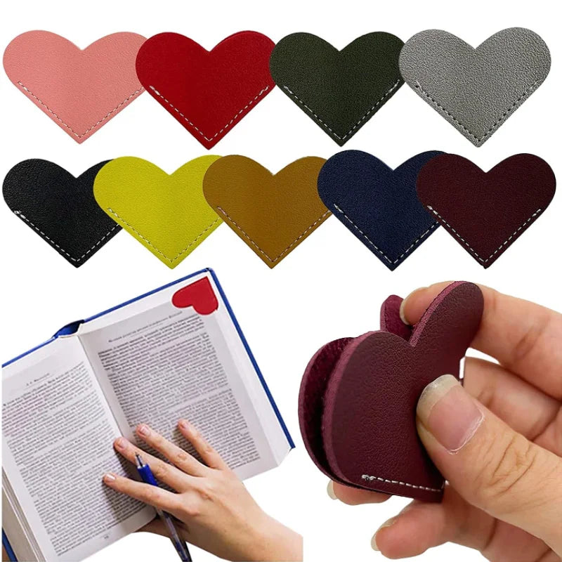 Custom Heart Shaped Leather Bookmark PU Leather Corner Bookmark Cute Book Mark Promotional Gifts for Reader