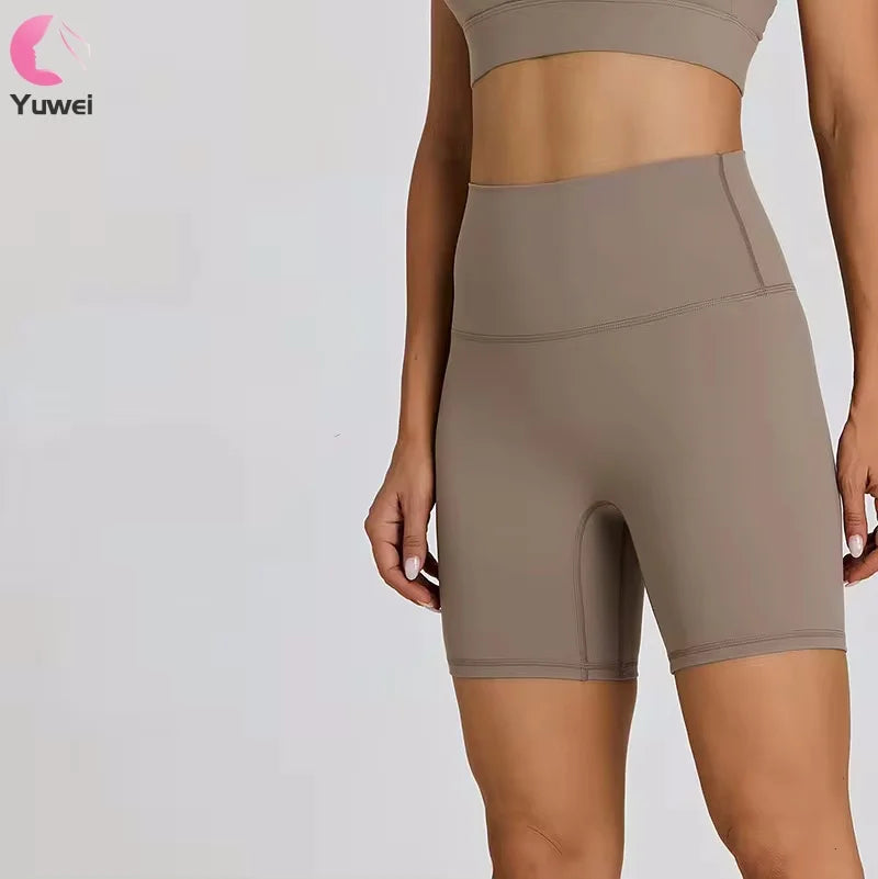 Women's High Waist Biker Shorts with Pockets Solid Style Yoga Running Workout Gym Shorts for Summer Comfortable Biker Pant