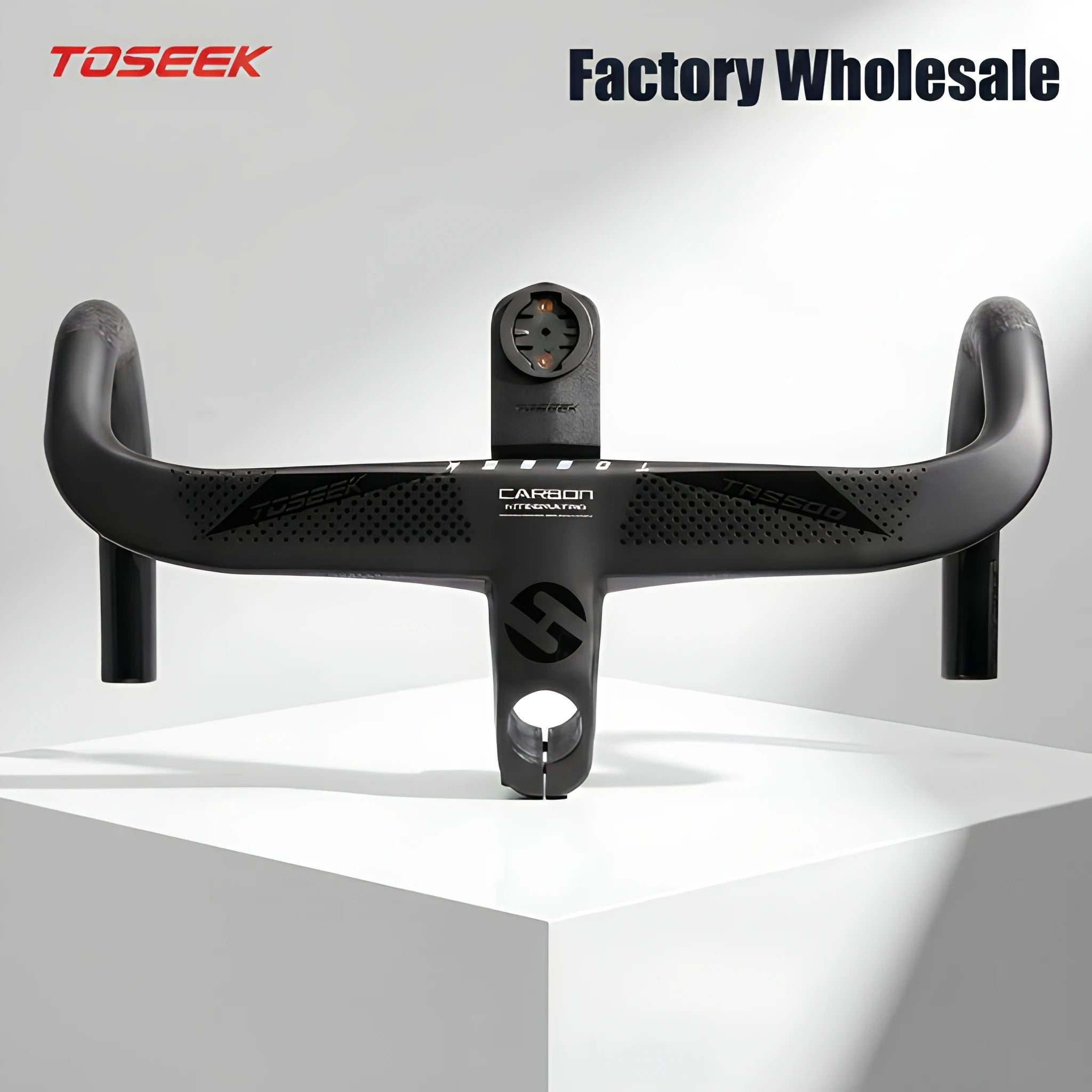 TOSEEK Factory Wholesale Road Bike Handlebar Ful Carbon Integrated Handlebar With Bike Computer Holder Road Bike Accessories OEM