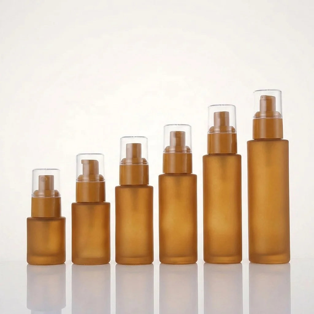 20ml 30ml 40ml 50ml 60ml 80ml 100ml 120ml 3.4oz Flat Shoulders Clear Frosted Frosted Cosmetic Glass Lotion Bottle With Sprayer