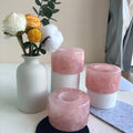 Spiritual Healing Products Crystal Stones Folk Crafts Rose Quartz Round Candle Holder