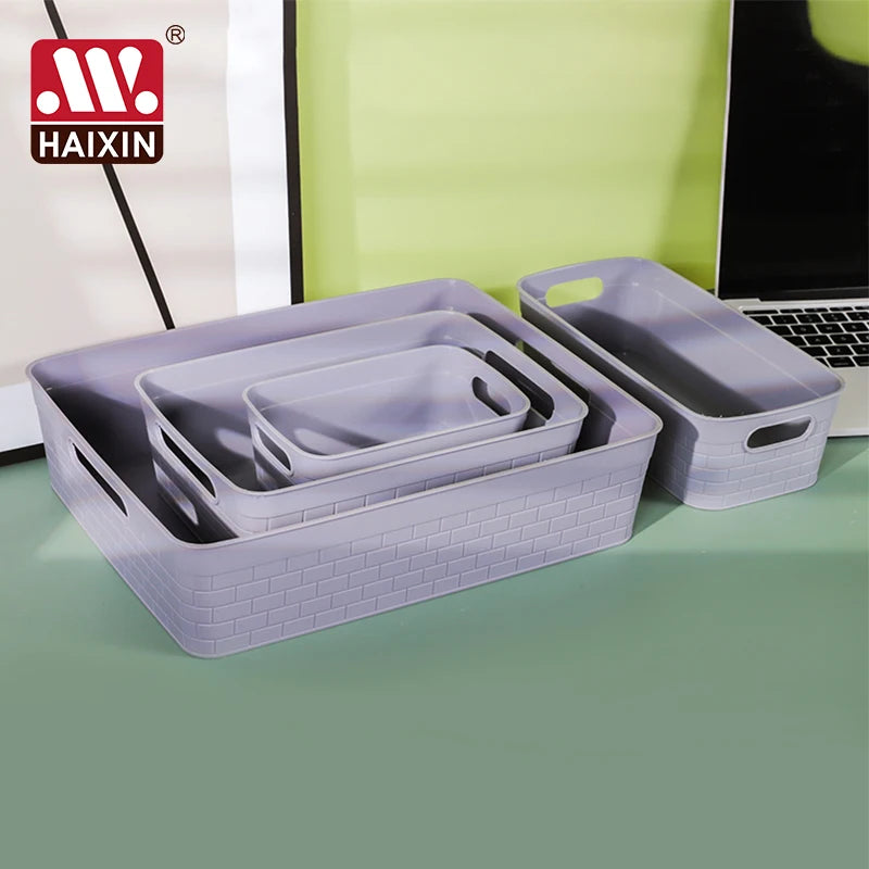 Haixin Plastic Storage Basket Pens Files Stationery Tool Organizer Boxes Drawer Cabinet Organization Desktop Organizer