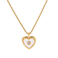 Vintage Jewelry Rope Chain Star Necklace Stainless Steel Clear Zircon Heart Pendant Necklace