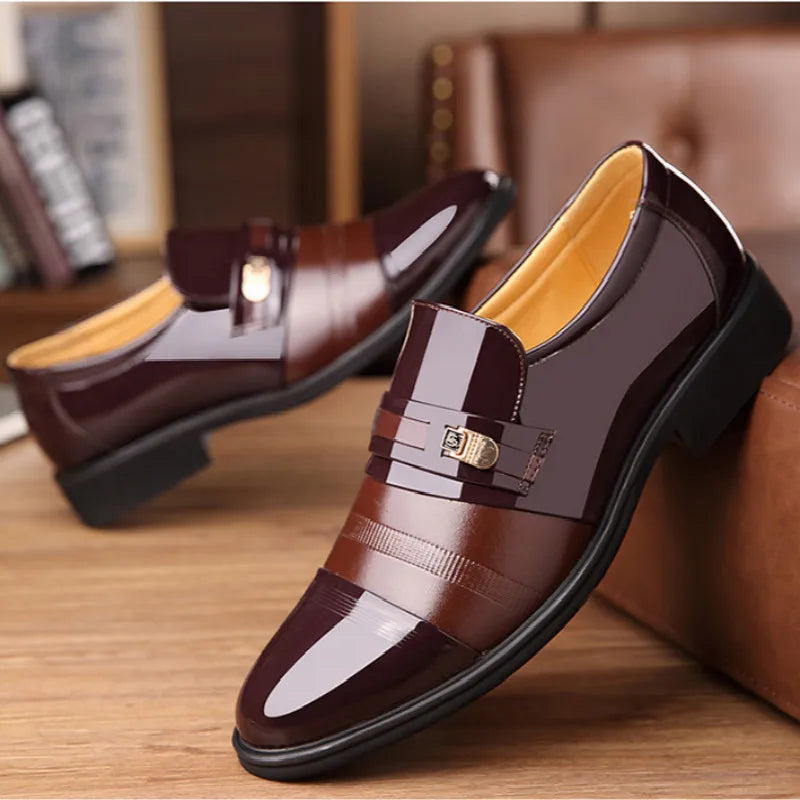 New Men's Leather Shoes Padded Warm Men's Formal Shoes Men's Business Casual Shoes Non-slip Winter Lightweight Comfortable