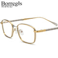 Borregls Pure Titanium Glasses Frame Men New Brand Designer Lightweight Square Eyeglasses High Quality Optical Eyewear 185723