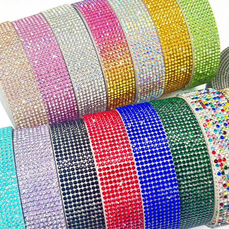 Hot Sale 5 Yards Bling Rhinestone Tape 7 Rows Crystal Self-Adhesive Diamond Ribbon for Crafts Decoration Rhinestone