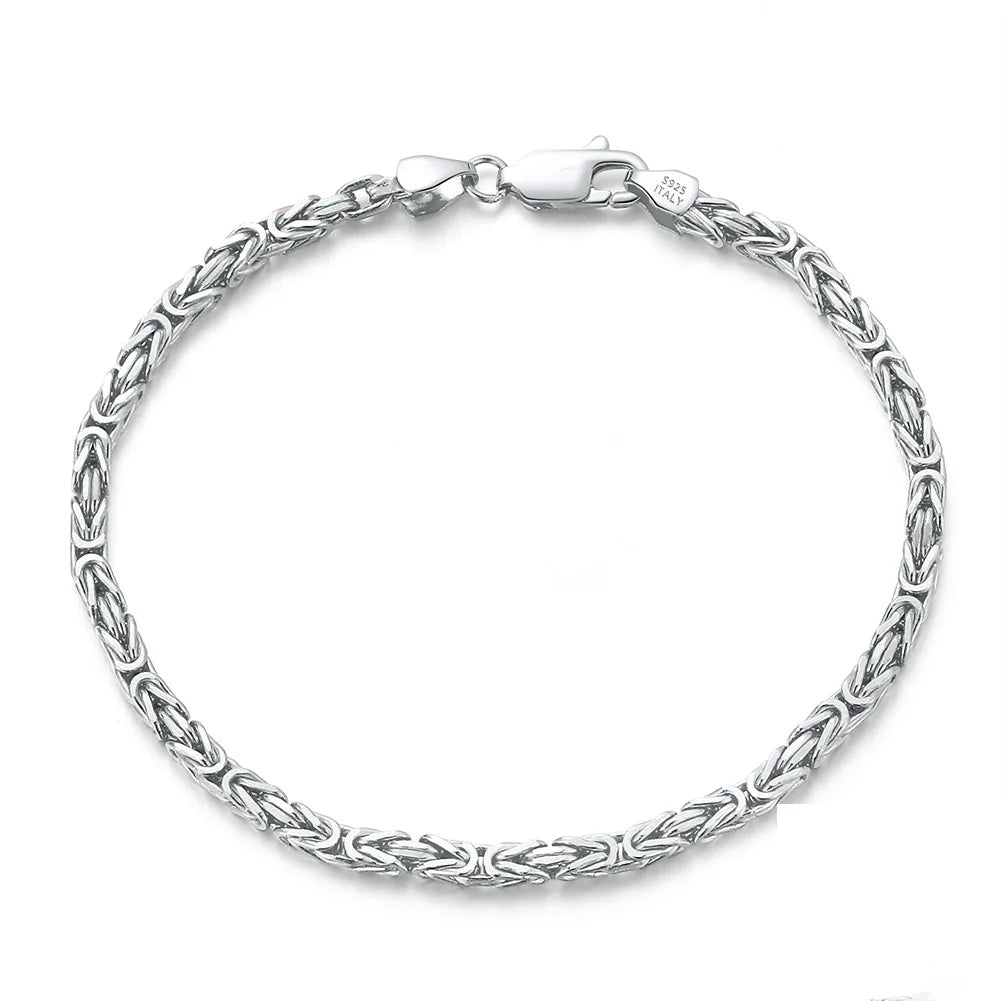 JOYFFO Handmade in Italy Unisex 925 Italian Sterling Silver 2.5mm Byzantine Bracelet