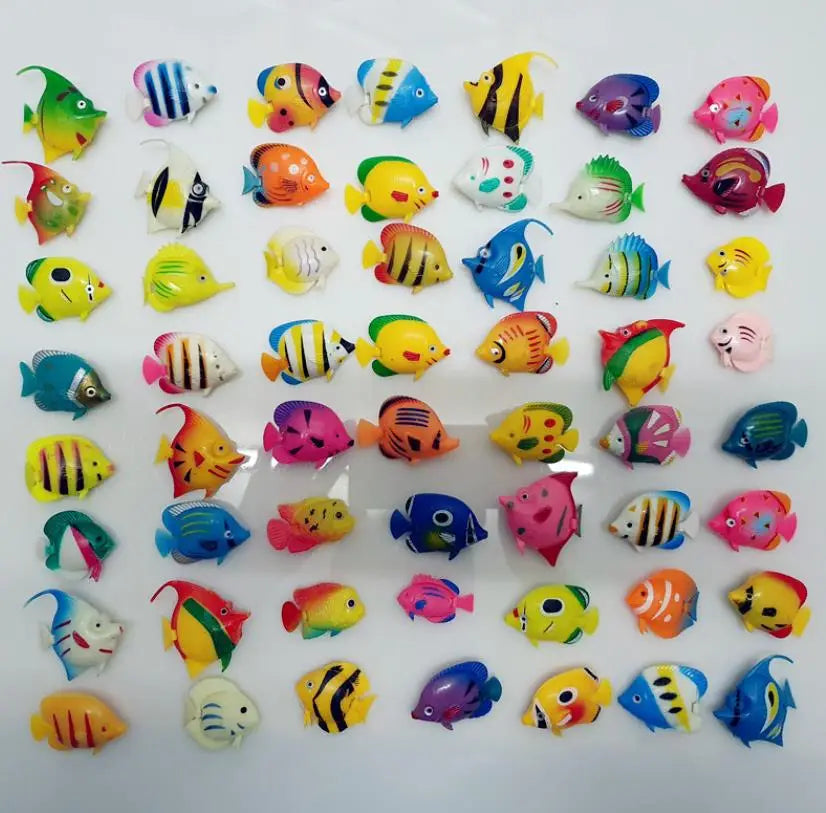 Artificial Tropical Fishes Floating Decoration for Fish Tank Summer Party Pool Catching Fish Game Favor Plastic Multi-Color