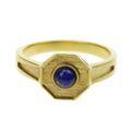 Handmade Vintage Man Rings With Natural Lapis Lazuli Stone Hexagon Copper Rings for Men Pure Gold Color Retro Unique Jewelry