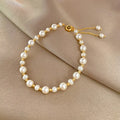 2024 Trendy Fashion Jewelry Gold Dainty Pearl Bracelets Ladies Female Luxury Handcuff Bracelet for Women
