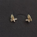Trendy Jewelry Design Sterling Silver Gold butterfly White Stone Earrings