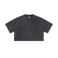 DCY Y2K Short Sleeve Mock Neck Blank T-ShirtWashed Shoulder Mock Neck T ShirtBoxy Cropped Heavyweight Short Sleeve Tee