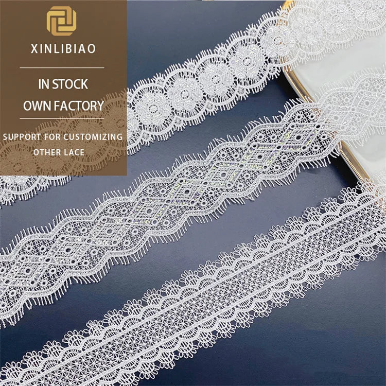 Embroidered Eyelash Sequin Lace Clothing Accessories Polyester Sequin Lace Decoration Wholesale Multi-color Water-soluble Lace