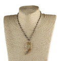 New Ethnic Women Necklace 4mm Natural Stone Beads Rosary Chain Stone Wing Pendant Choker Necklaces