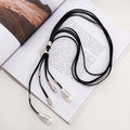 TongLing European Simple Layered Silver Necklace Bead Water Drop Charm Tassel Necklace for Women