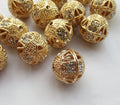 Rhinestone Filigree Beads in Rose Gold Color 19mm Hollow Brass Spacer Bead