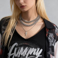 3pcs/Set Separable Layered Thick Chains With Cross Pendant Necklace for Women Trendy Lady Daily Accessories Neck Fashion Jewelry