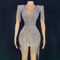 Sexy Rhinestone Tassel Prom Gown Backless Birthday Wedding Formal Dress Women Mini Party Club Dress Bodycon Evening Dress