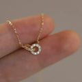 Fashion Jewelry 925 Sterling Silver Hollow Double Two Round Circle Rings Diamond Gold Plated Necklaces for Women