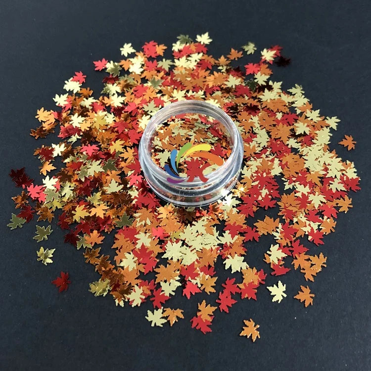 Fall Leaf Glitter Autumn Bulk Wholesale Polyester Chunky Mix Leaves Glitter for Christmas Decorations