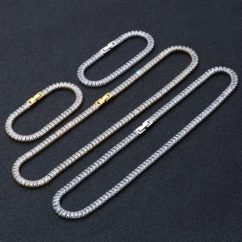 VEROMCA Wholesale for Women Popular Full Diamond Zircon Hip-Hop Tennis Chain  Fashion Chains Necklaces
