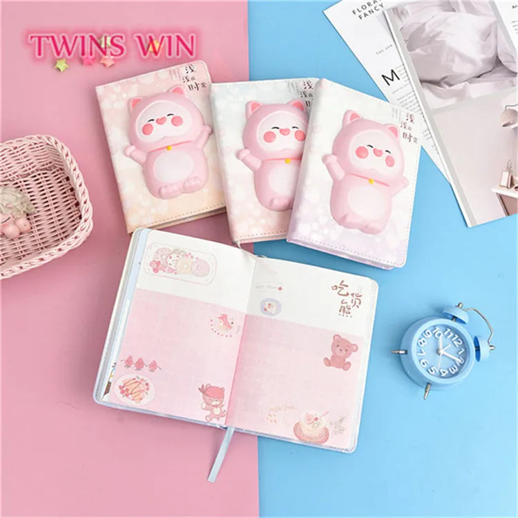 New Design Wholesale Slow Rising Educational PU Foam Squishy Cute Cat Toy Stress Relief Notebook 2408 MegaBDM