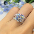 Caoshi Multi Layer Cross Dazzling Super Big Diamond Zircon Anillos Women Silver Luxury Wedding Engagement Stackable Ring