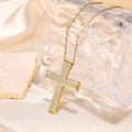 Women Vintage Jewelry 18K Gold Plated Stainless Steel Cross Pendant Necklace Iced-out Chunky Necklace