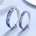 Hot Sale Men's and Women's Blue Rings Adjustable 925 Sterling Silver Couple Rings