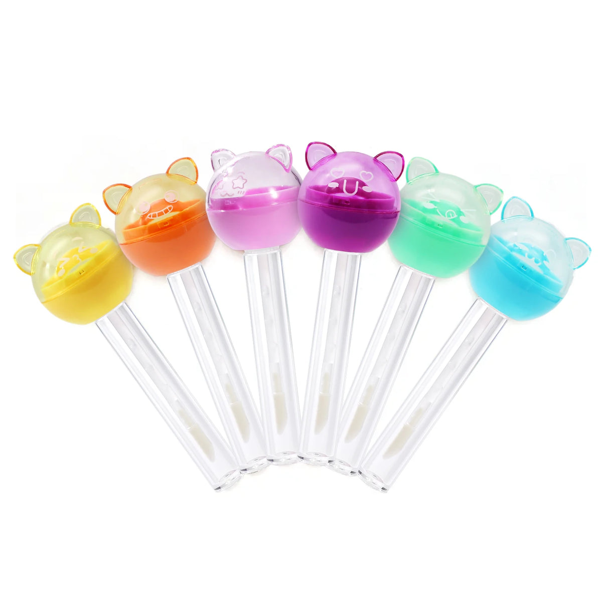 Private Label Double Headed Lipstick Packaging Box Cute Clear HDPE Plastic Corrosion Resistant 3ml Lollipop Lip Balm Containers