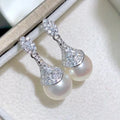 E345 9-12mm DIY Natural  Freshwater Pearl Charm Earrings Mounting Accessory 925 Sterling Silver Gold Plated  Jewelry for Women