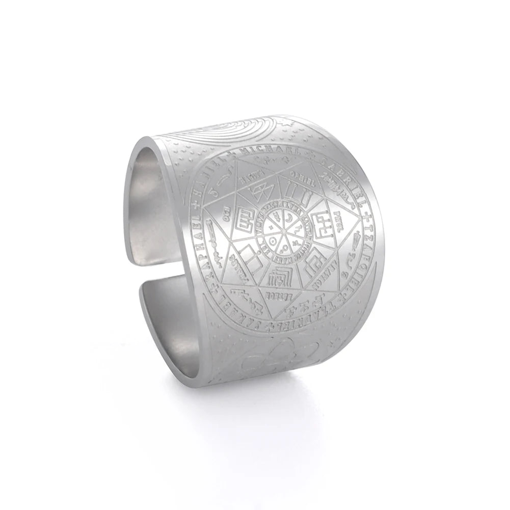 Yiwu Factory Price Newest Talisman Rune Pattern Dainty Chunky Rings Stainless Steel for Women Men Gift