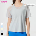 Janya Women's Lightweight Casual Quick-Drying Fitness Yoga Top Breathable Short Sleeve T-Shirt with Mesh for Workout & Running