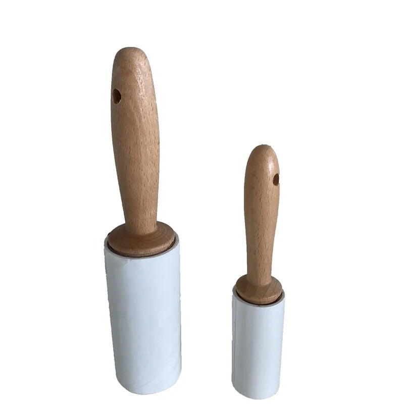 Mini Bamboo Handle Lint Roller for Pet Hair Cleaning on Car Furniture Bedding Carpet Multi-Purpose Cleaning Tool