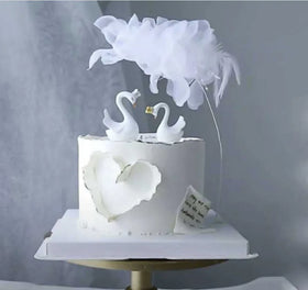 Pearl Gauze Flower Cake Decoration Beautiful and Lovely Lace Gauze Flower Cake Topper Dessert Decoration Supplies