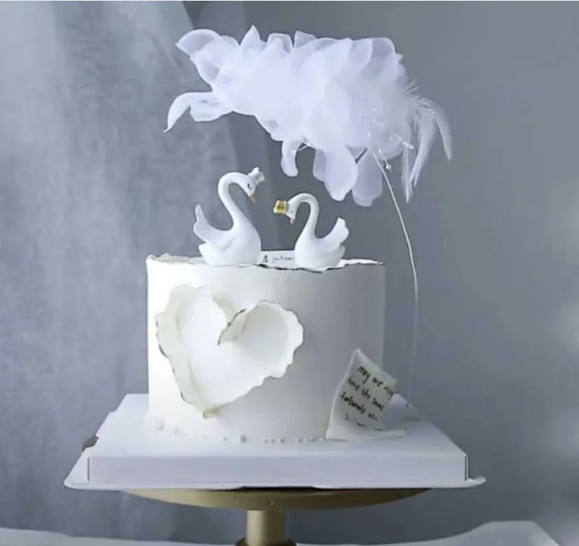 Pearl Gauze Flower Cake Decoration Beautiful and Lovely Lace Gauze Flower Cake Topper Dessert Decoration Supplies