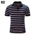 2023 Men's Summer New Striped Splicing T-shirt Men's Casual Short-sleeved POLO Shirt