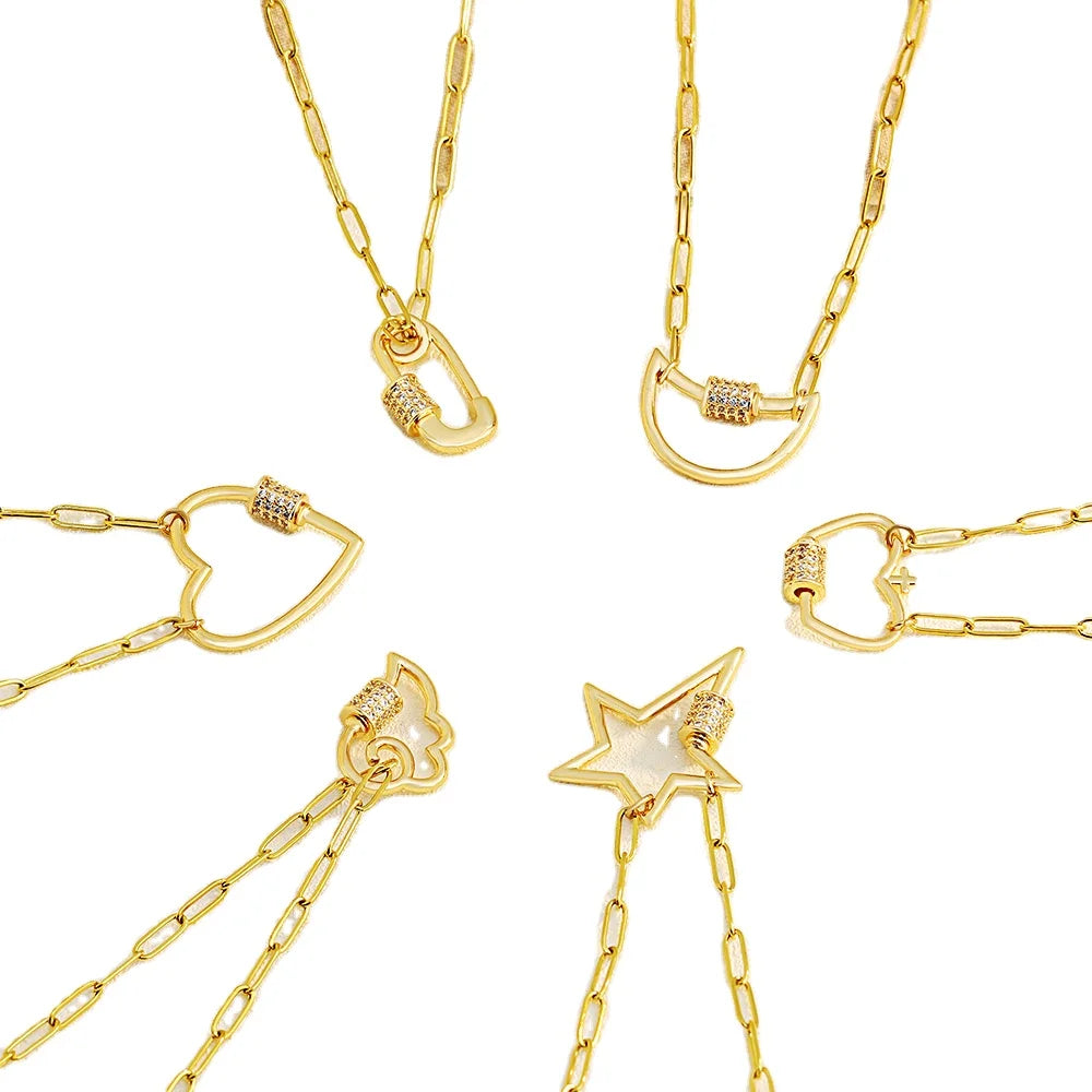 Wholesale Simple Geometric Creative Minimalist Gold-Plated Brass Necklace Female's Exaggerated Punk Metal Chain Trendy Jewelry