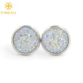 Women Girls Fashion Jewelry Gypsophila Crystal Cluster Resin Round Glitter Druzy Stud Earring