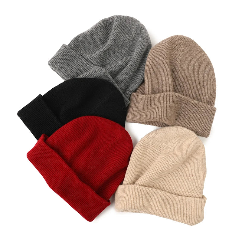 Winter Pure Real Cashmere Knitted Ny Beanie Blanks Custom Women Cheap Winter Hats Caps