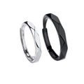 Black Men Ring and Silver Women Ring Diamond Cut Promise Ring for Couples