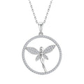 Fashionable Animals Mother Daughter Dragonfly Angel Statement Vintage Cubic Zirconia Pendant Necklace Silver 925 for Mom