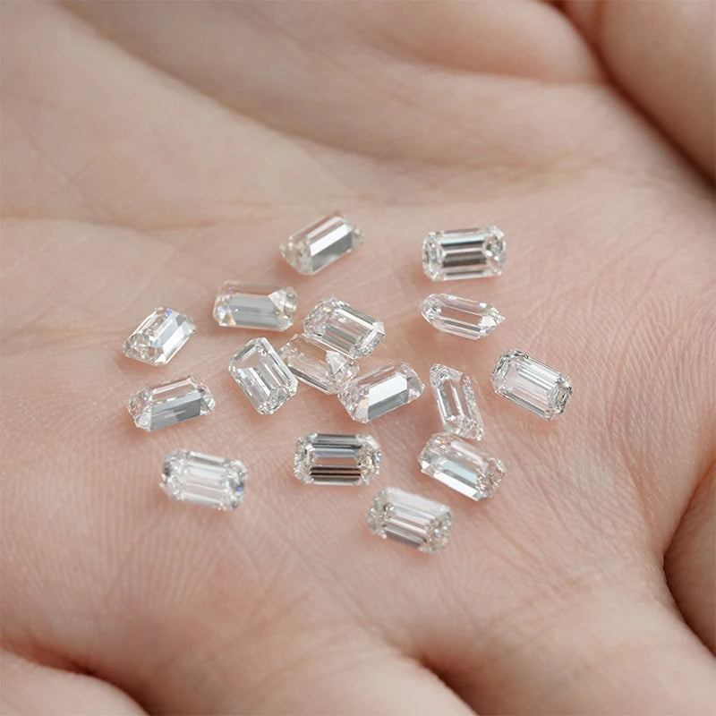 2*3~4*6mm DEF VS Emerald Cut Wholesale Loose Synthetic Lab Grown Diamonds Makie 14k Gold halo Rings Earrings