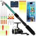 Fishing Rod and Reel Combo 127pcs Fishing Tackle Set Telescopic Fishing Rod Pole with Spinning Reel Floats Hooks Accessories