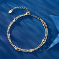 SB175 RINNTIN Paperclip Link with Satellite Chain 925 Sterling Silver Rhodium Plated Layer Chains Bracelet for Women