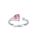 Fashion Simple Sweet Pink Zircon Ring 925 Sterling Silver Geometric Open Ring Suitable for Women's Daily Jewelry