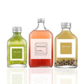 Wholesale 250ml 350ml 500ml Eco-friendly Flat Round Glass Bottles for Tequila Coffee & Juice with Silver Screw Caps
